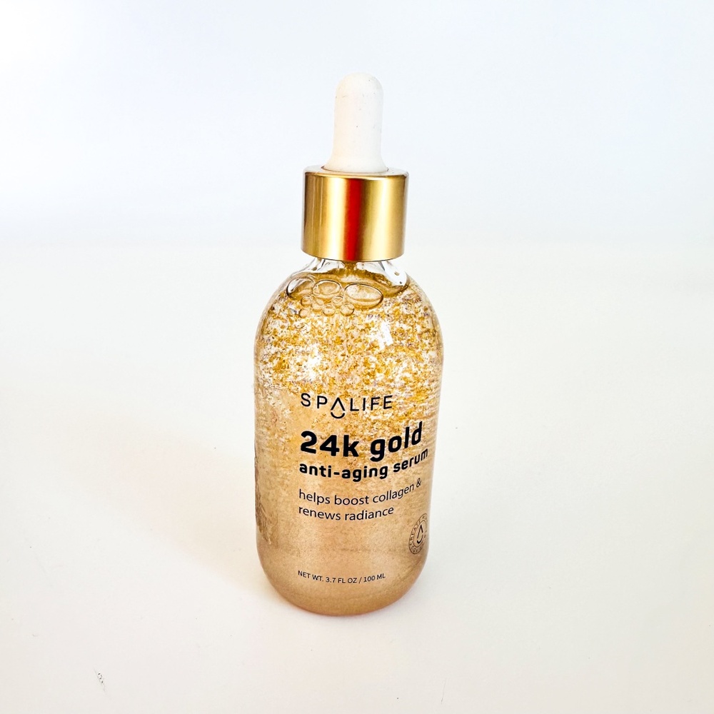 NEW Spa Life 24K Gold Anti-Aging Serum - 3.7oz/100ml Hyaluronic Acid Gold Flakes